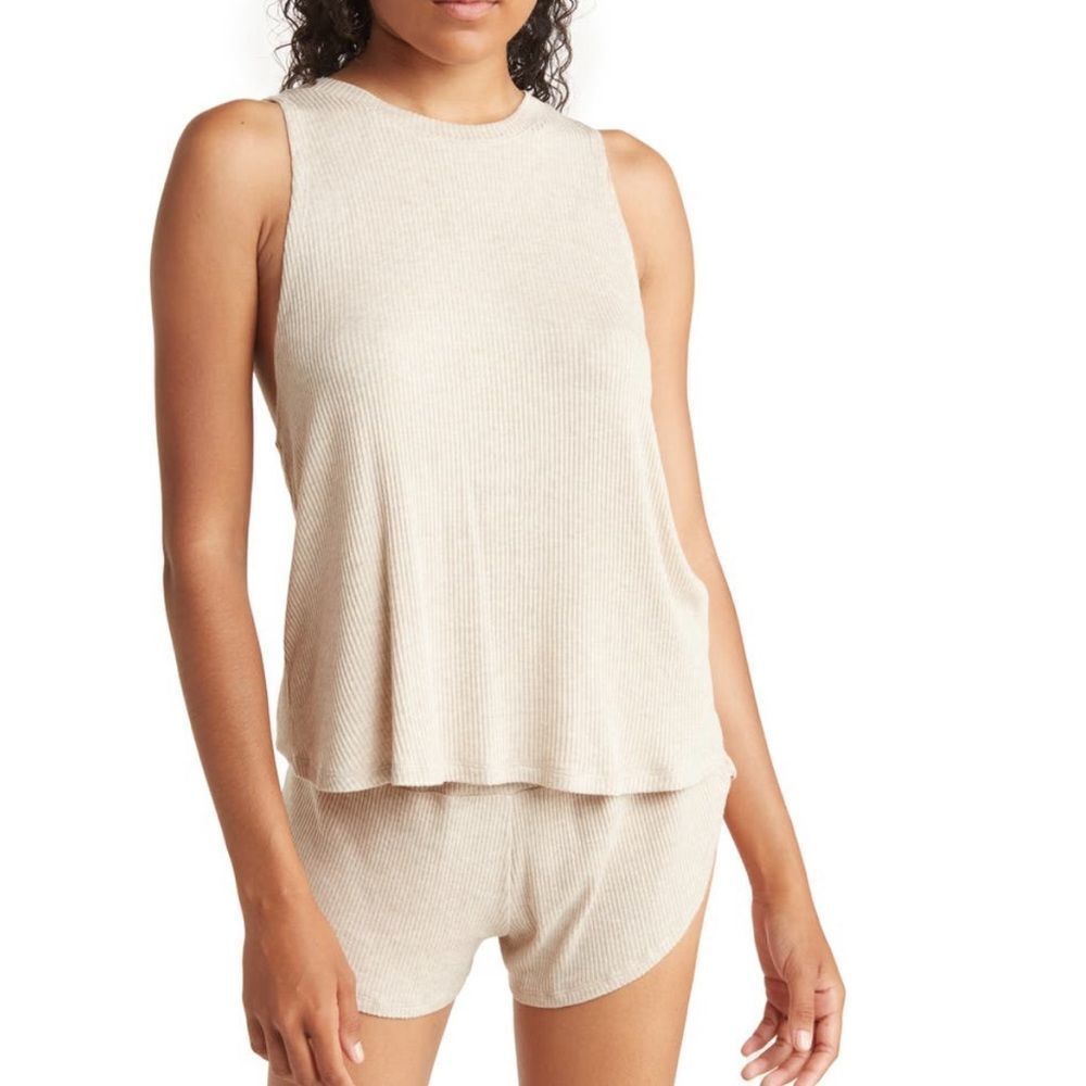 EBERJEY Elon The Muscle Tank Sleep Shirt, Beige/Oatmeal, Luxury, Medium 6/8, NWT
